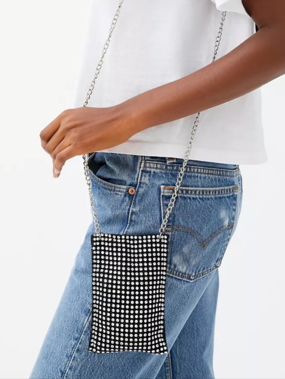 Steve Madden Call Me Rhinestone Crossbody Bag NWT With Charm
